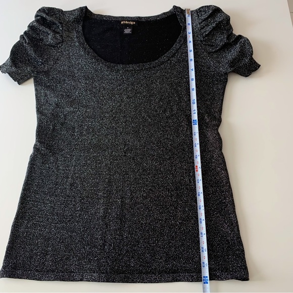 BYdesign puff sleeve tinsel sparkle shirt black size medium - Picture 6 of 6